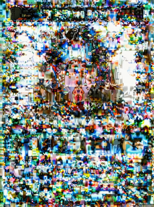 a close up of a television screen with a lot of small objects