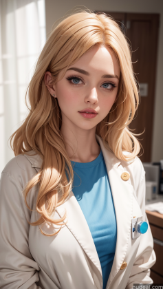 blonde woman with blue shirt and jacket posing for a picture