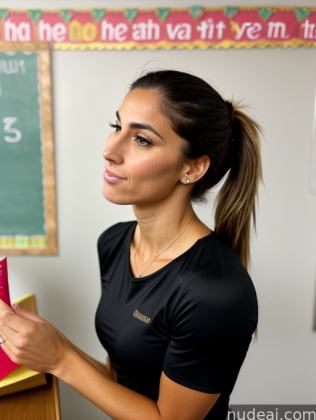 woman in black shirt holding a red envelope in front of a chalkboard