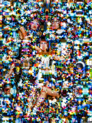 a close up of a television screen with a lot of people on it