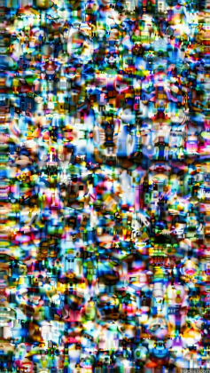 a close up of a television screen with a lot of people watching it
