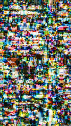a close up of a television screen with a lot of different colors